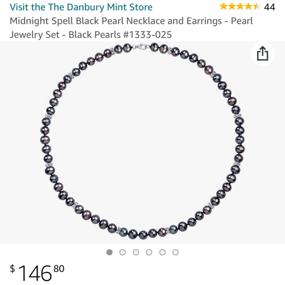 Midnight Spell Black Pearl Necklace and Earrings